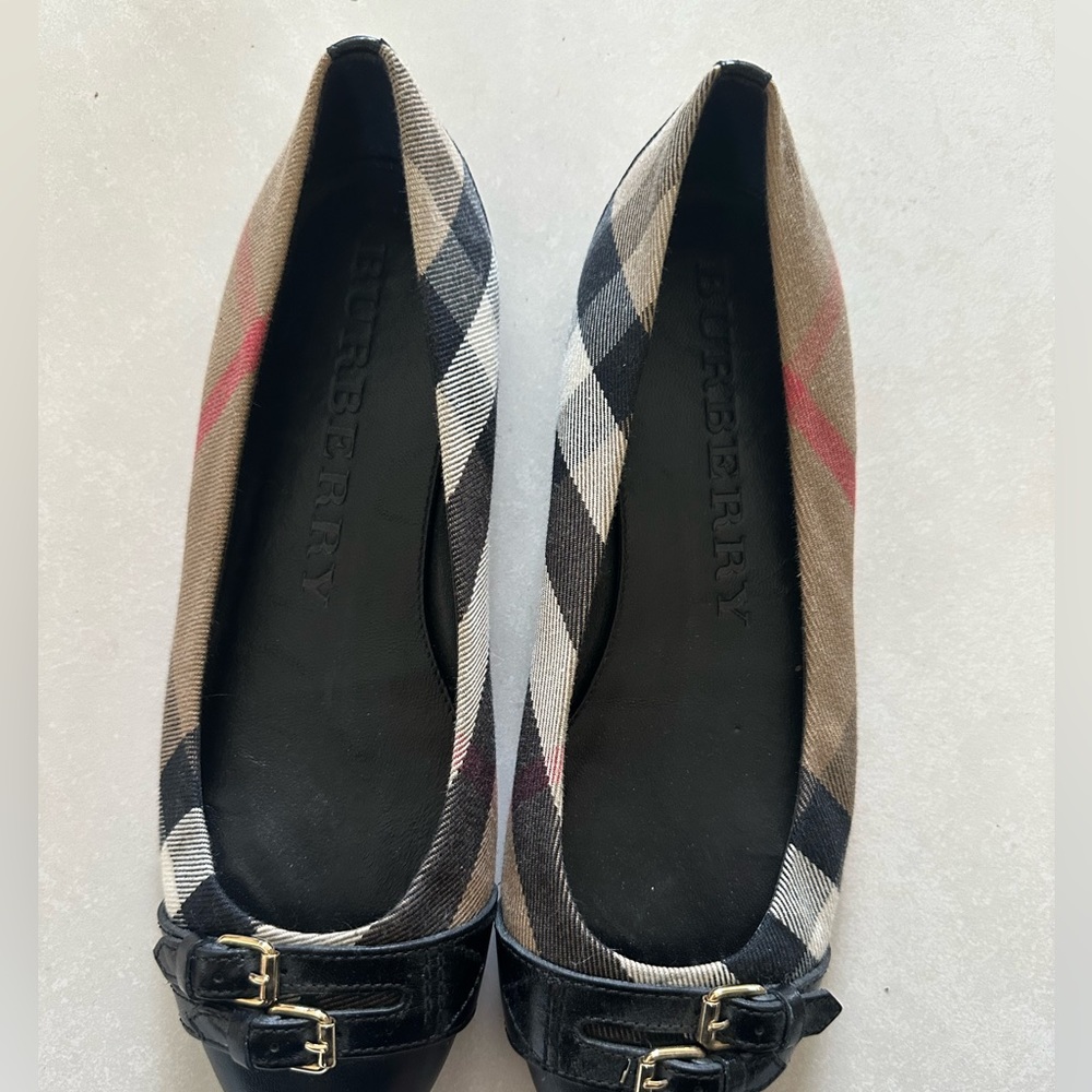 Burberry brown plaid print ballerina flats size 38